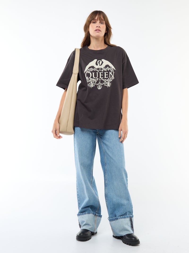 Tee-shirt oversize 'Queen' Noir - Kiabi