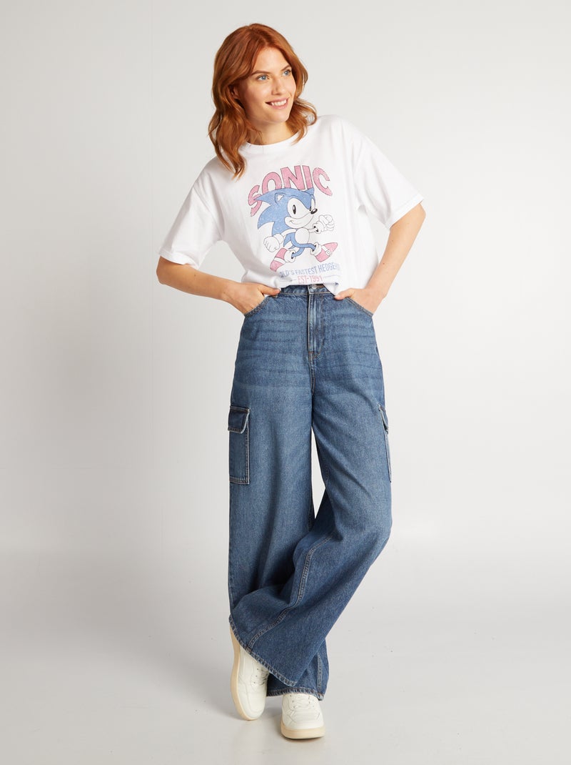 Tee-shirt oversize 'Sonic' Blanc - Kiabi