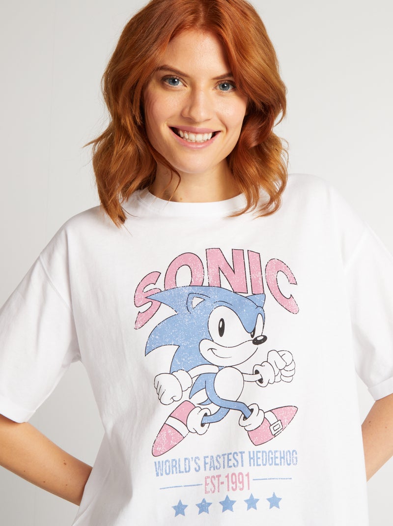 Tee-shirt oversize 'Sonic' Blanc - Kiabi