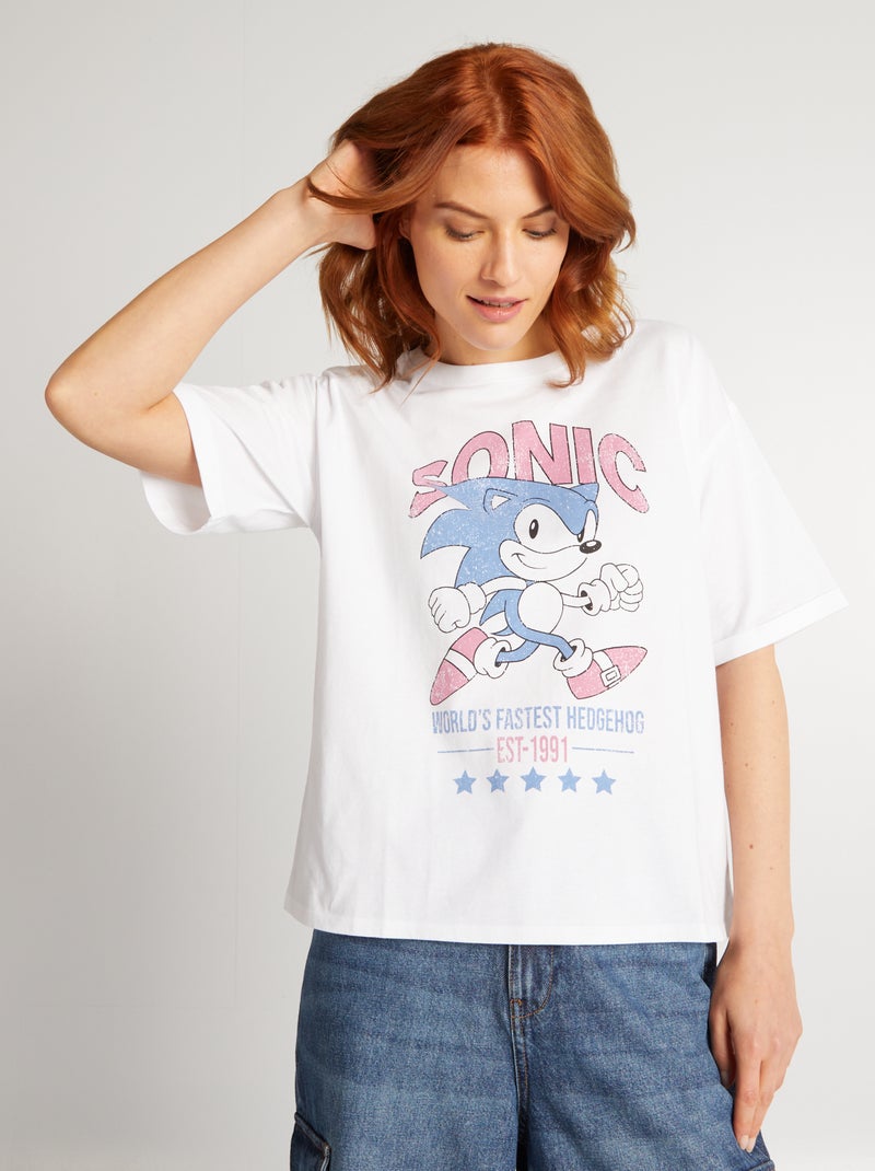 Tee-shirt oversize 'Sonic' Blanc - Kiabi