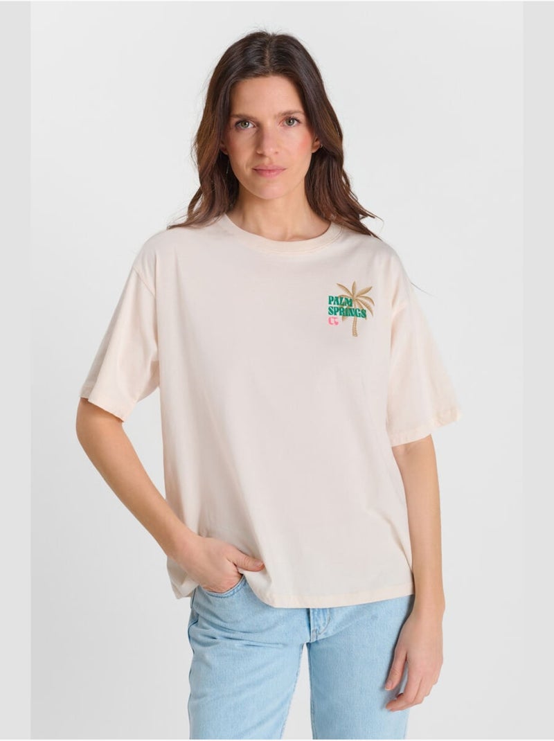 Tee-Shirt PALMS 'Le Temps Des Cerises' Blanc - Kiabi