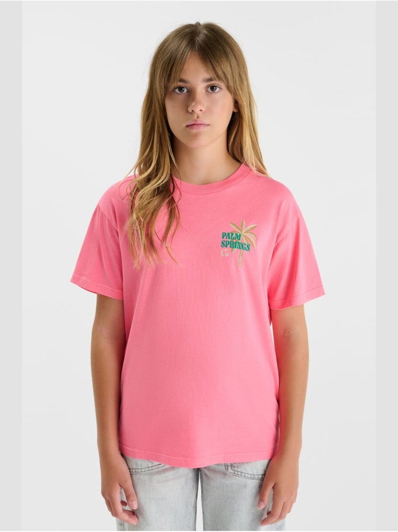 Tee-Shirt PALMSGI 'Le Temps Des Cerises' Rose - Kiabi
