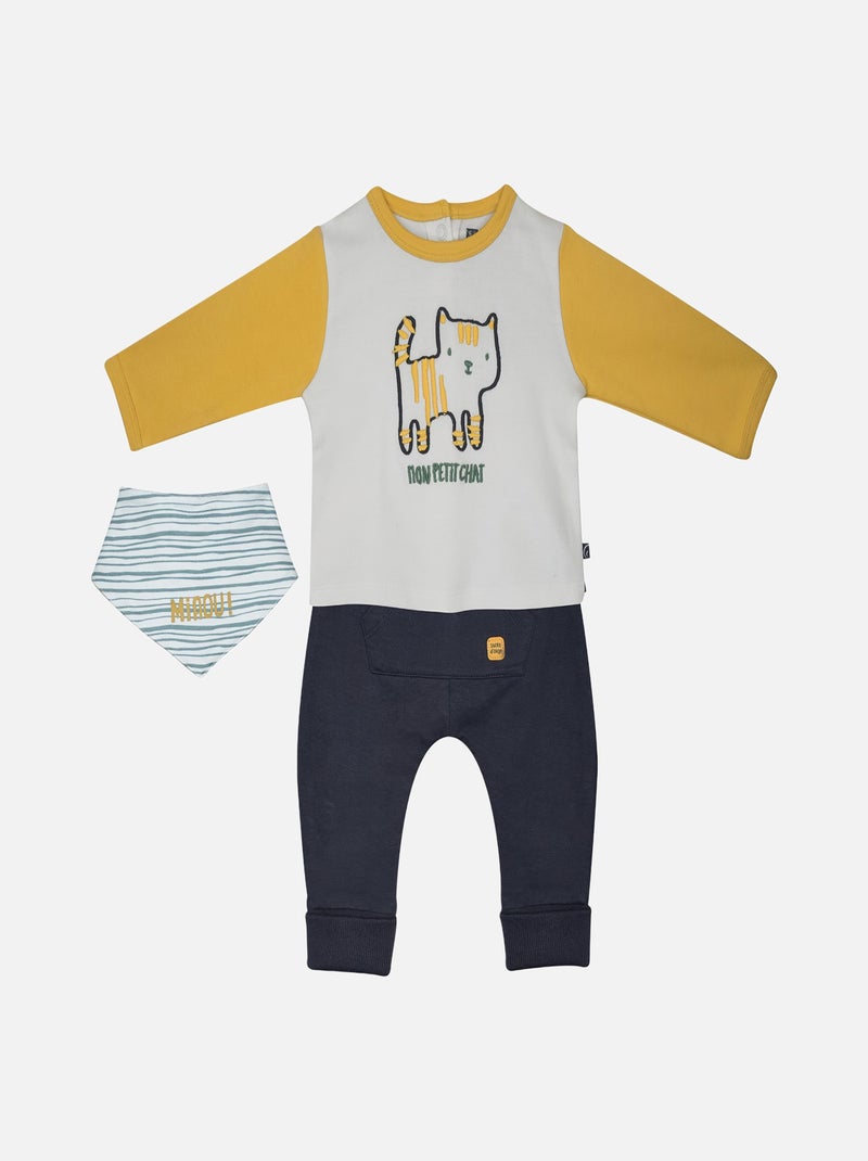 TEE SHIRT + PANTALON + BAVOIR FAR Gris - Kiabi