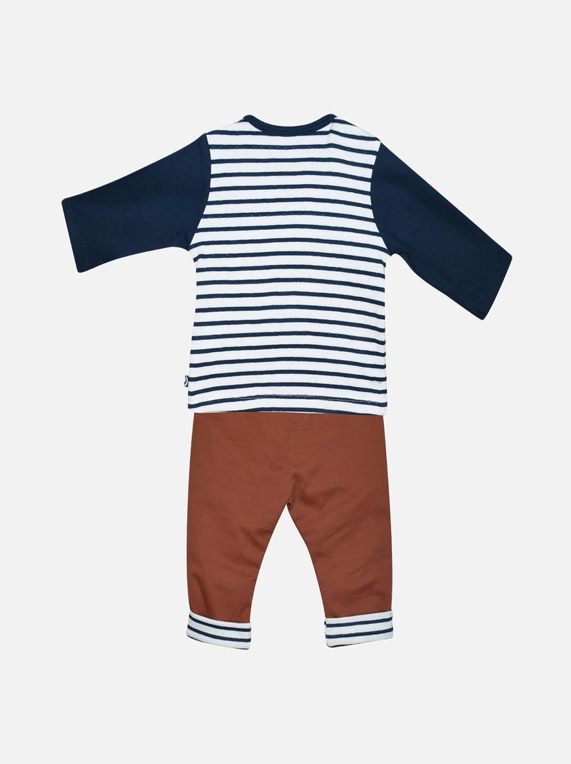 TEE SHIRT PANTALON FLORIANO MAILLE BEBE Blanc - Kiabi