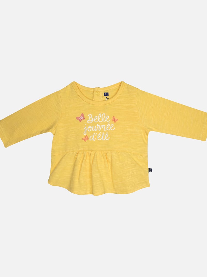 TEE SHIRT PANTALON GABRIELLE MANCHES LONGUES NAISSANCE Jaune - Kiabi
