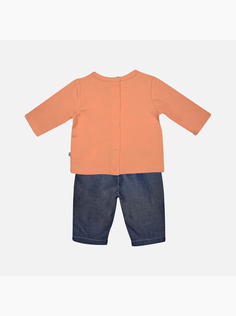 TEE SHIRT PANTALON GAETAN MANCHES LONGUES NAISSANCE Orange - Kiabi