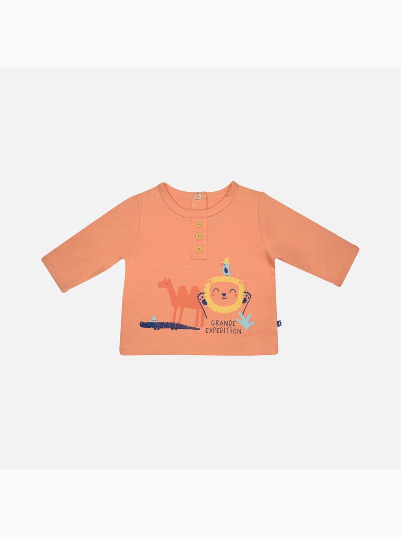 TEE SHIRT PANTALON GAETAN MANCHES LONGUES NAISSANCE Orange - Kiabi