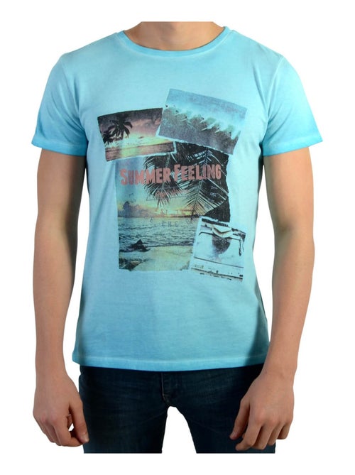 Tee Shirt Pepe Jeans Enfant Jerome JR Turquoise - Kiabi