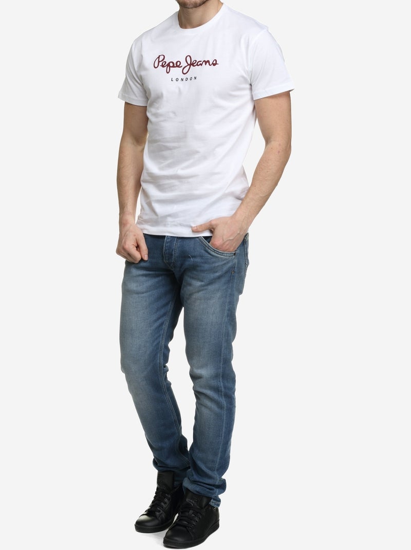 Tee Shirt Pepe Jeans manches courtes Blanc Rouge - Kiabi