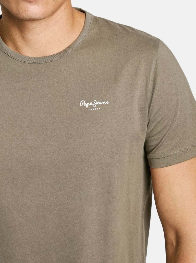 Tee Shirt Pepe Jeans manches courtes Kaki - Kiabi