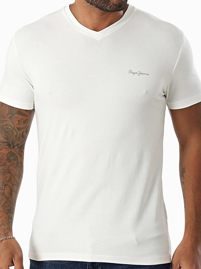 Tee Shirt Pepe Jeans Original Basic V Blanc - Kiabi