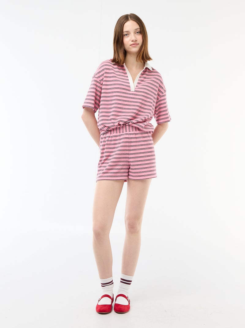 Tee-shirt polo large en éponge Rose - Kiabi