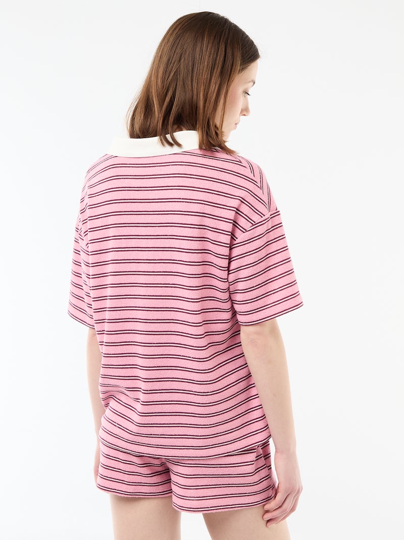 Tee-shirt polo large en éponge Rose - Kiabi