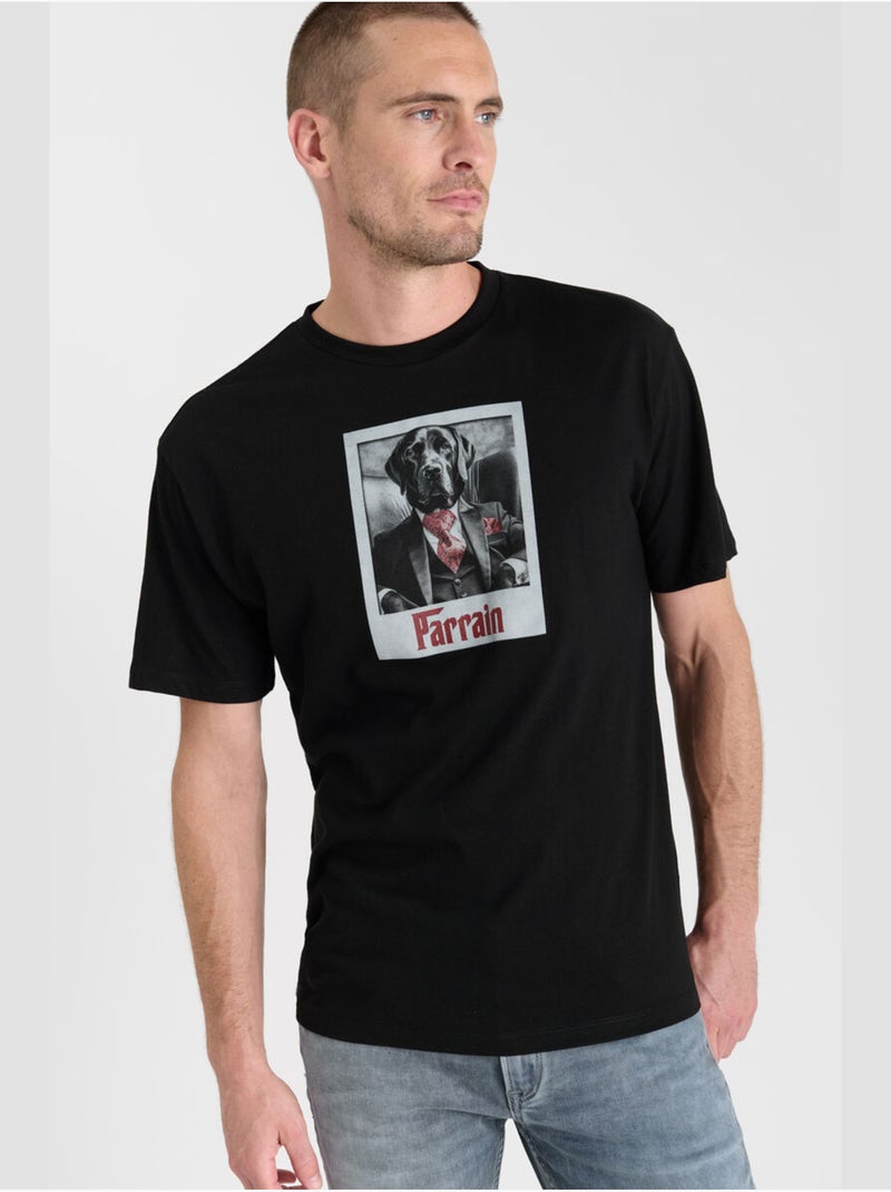 Tee-shirt potin 'le temps des cerises' Noir - Kiabi