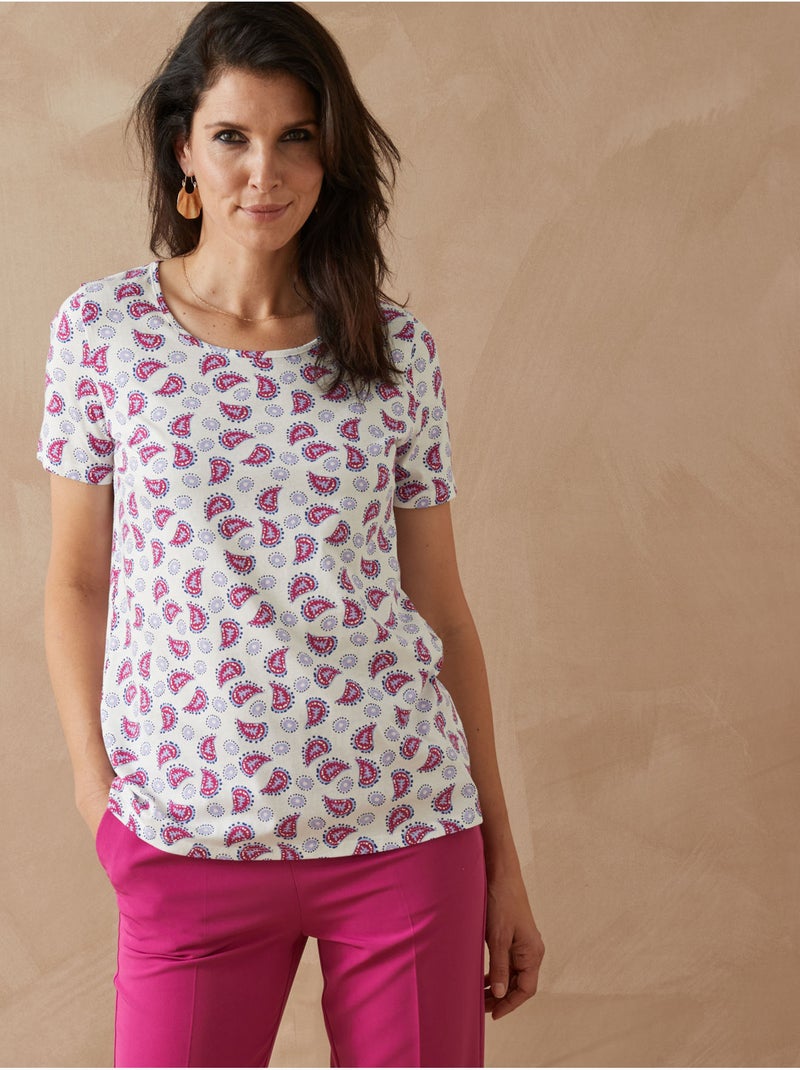 Tee-shirt pur coton lot de 2 - DAXON Blanc / Rose / Beige - Kiabi