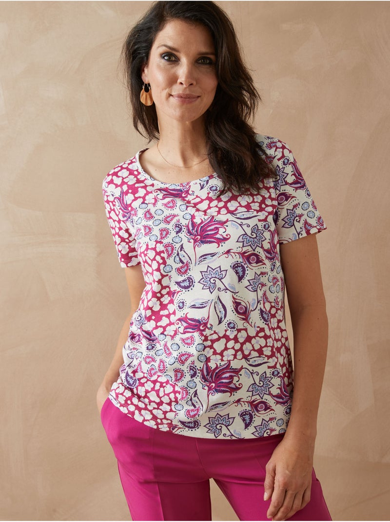 Tee-shirt pur coton lot de 2 - DAXON Blanc / Rose / Beige - Kiabi