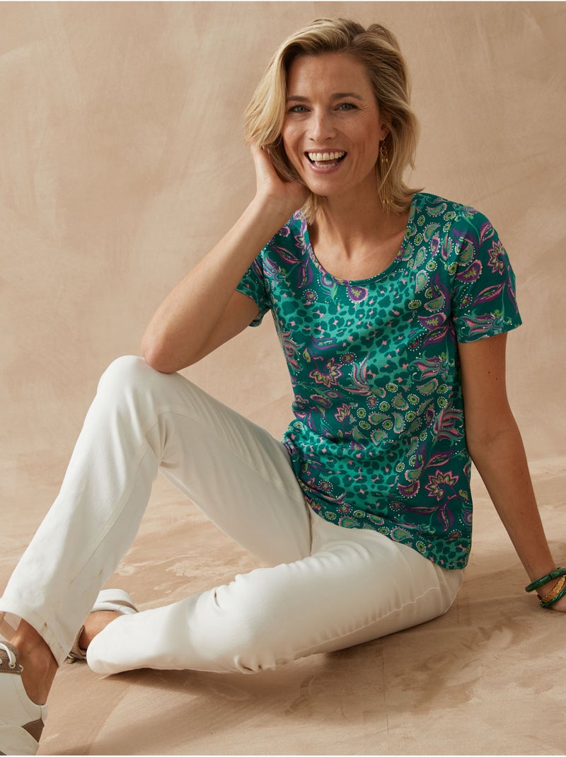 Tee-shirt pur coton lot de 2 - DAXON Blanc Vert Bleu - Kiabi