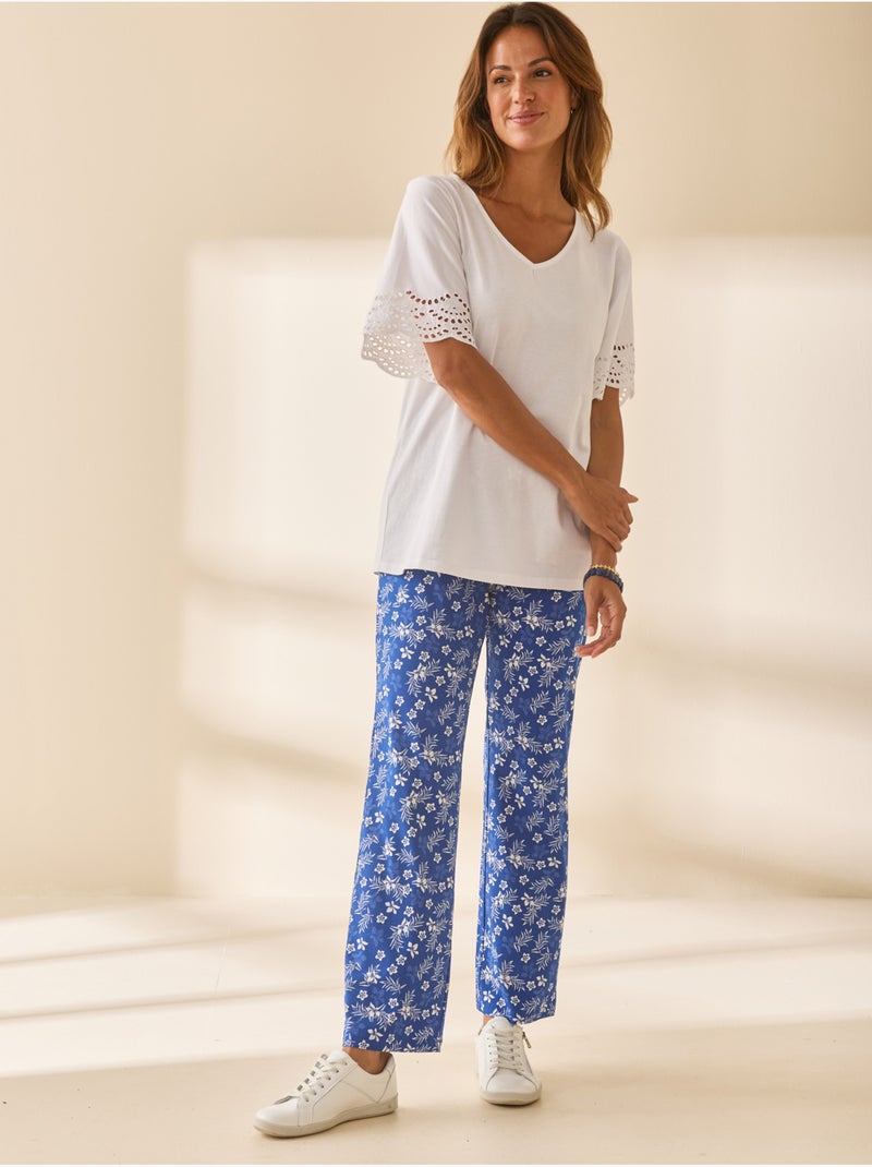 Tee-shirt pur coton manches papillon - DAXON Blanc Blanc - Kiabi