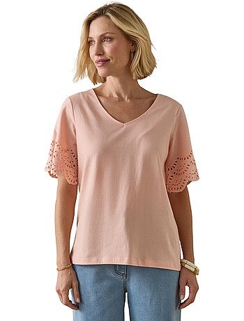 Tee-shirt pur coton manches papillon