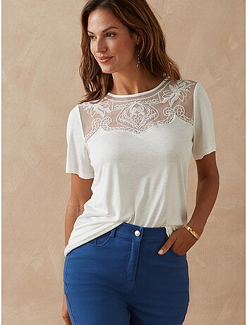 Tee-shirt raffiné avec dentelle - DAXON
