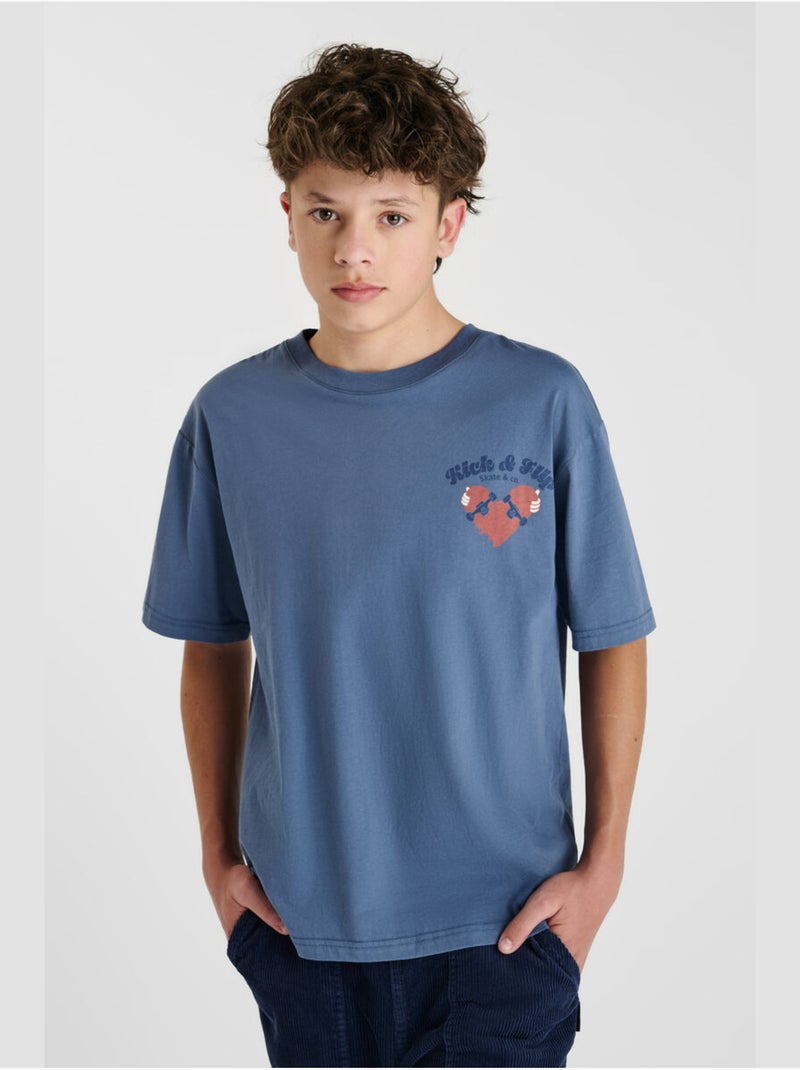 Tee-Shirt RAKABO 'Le Temps Des Cerises' Bleu - Kiabi