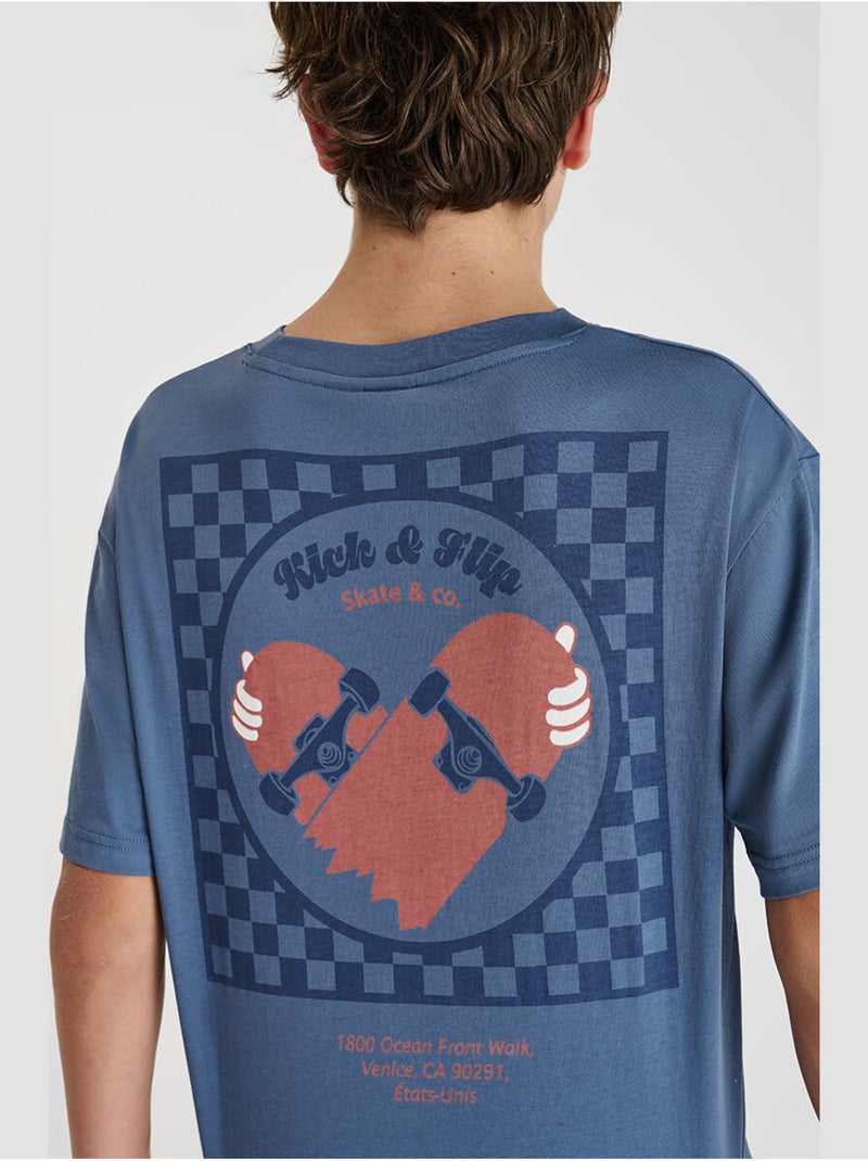 Tee-Shirt RAKABO 'Le Temps Des Cerises' Bleu - Kiabi