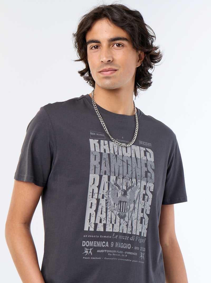 Tee-shirt 'Ramones' à manches courtes Noir - Kiabi