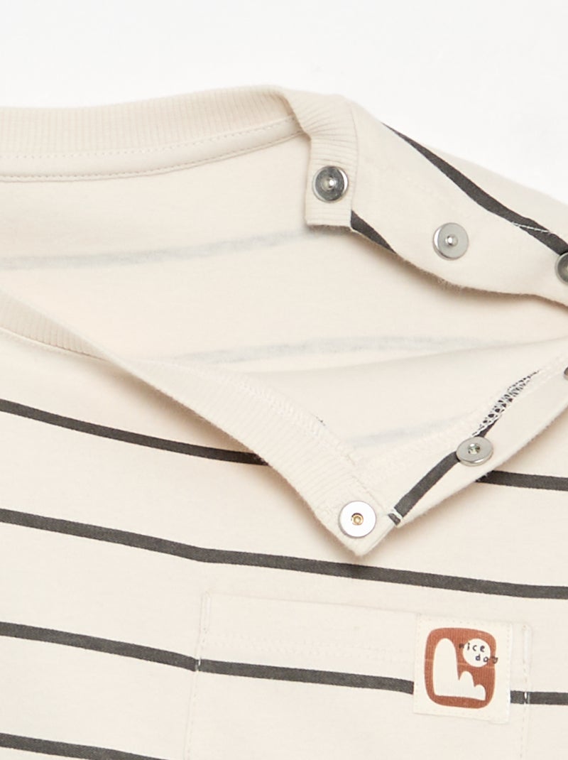 Tee-shirt rayé - collection facile à enfiler Beige - Kiabi