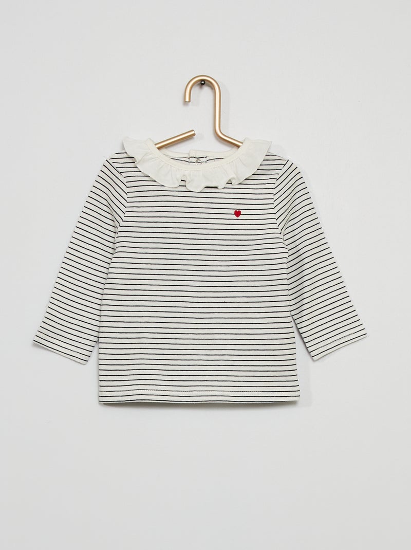Tee-shirt 'rayé' bleu marine - Kiabi