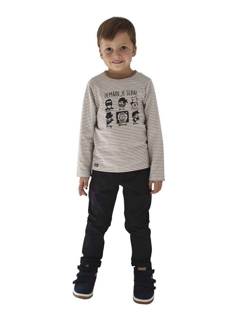 TEE SHIRT RAYE DJASON Marron - Kiabi