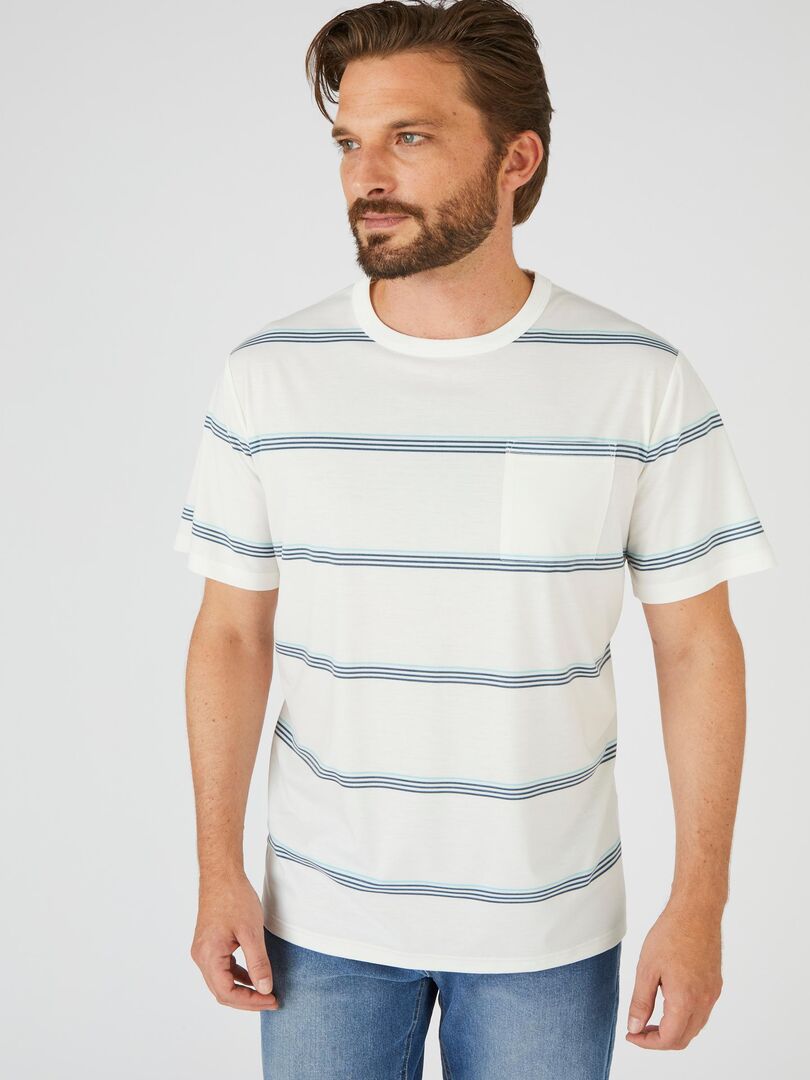 Tee-Shirt Rayure Taille 2 - Occasion En Très Bon État - Blanc - Basique Intemporel