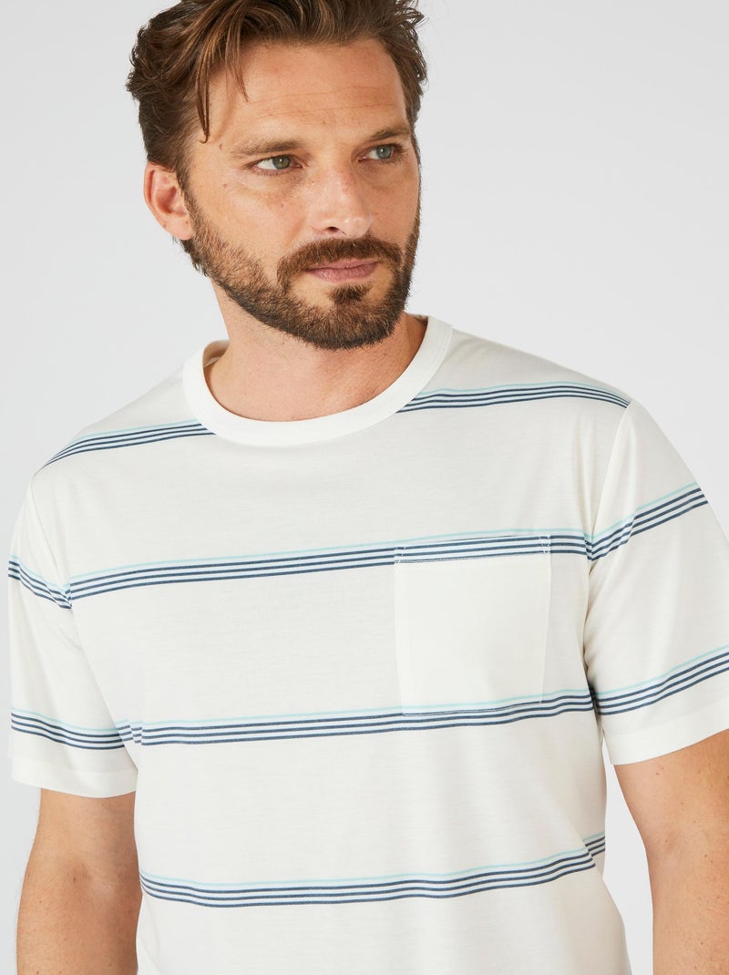 Tee-shirt rayé maille Climatyl - Damart Blanc - Kiabi