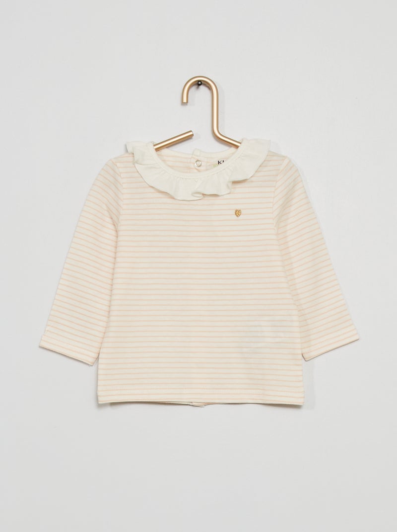 Tee-shirt 'rayé' rose - Kiabi