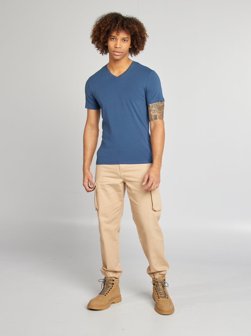 Tee-shirt regular stretch Bleu marine - Kiabi