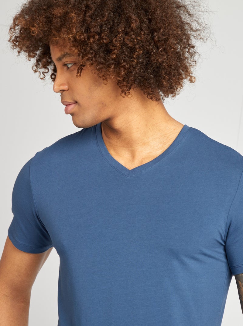 Tee-shirt regular stretch Bleu marine - Kiabi