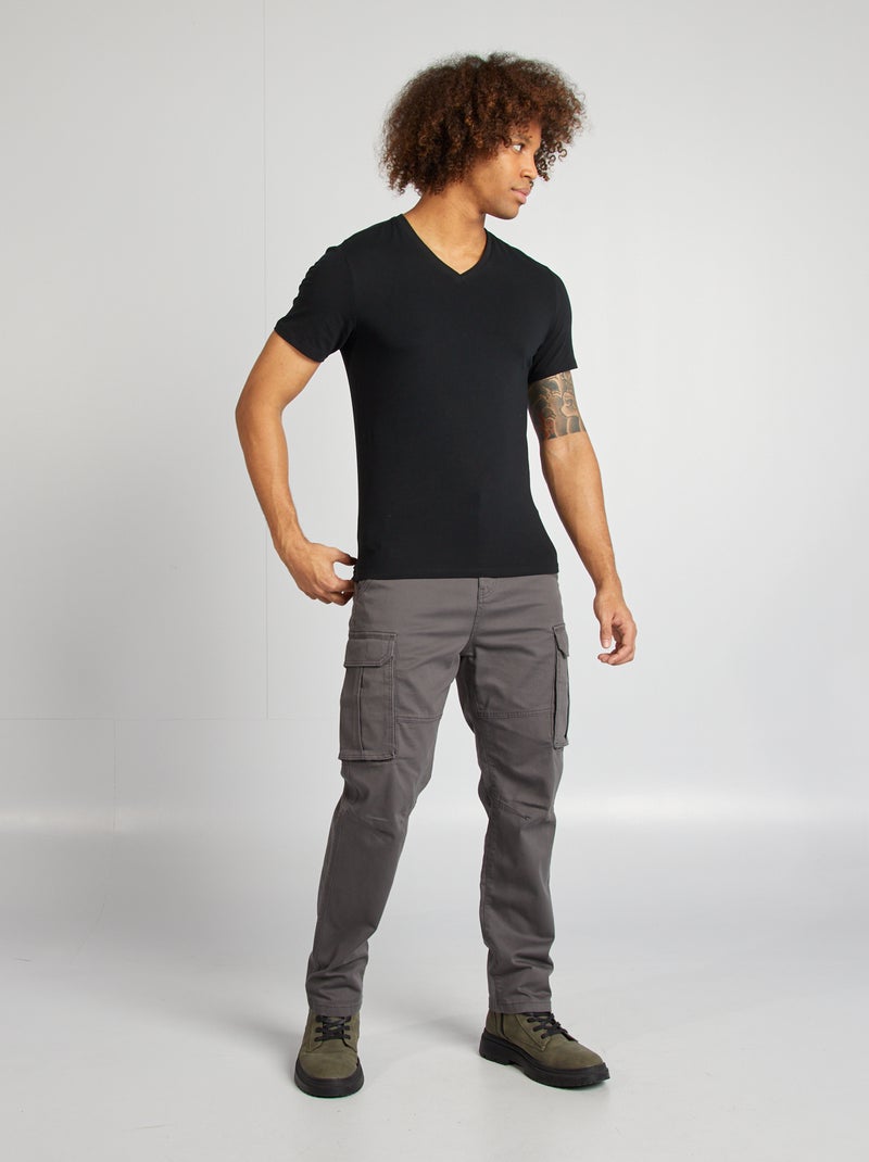 Tee-shirt regular stretch Noir - Kiabi