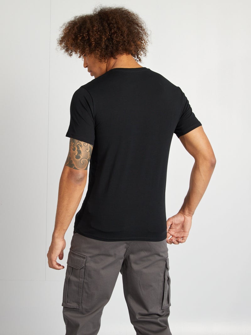 Tee-shirt regular stretch Noir - Kiabi