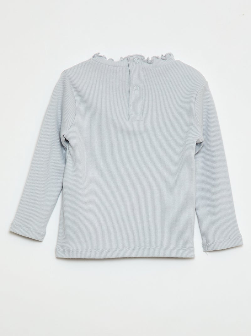 Tee-shirt rib col ondul? Gris - Kiabi