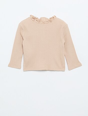 Tee-shirt rib col ondulé