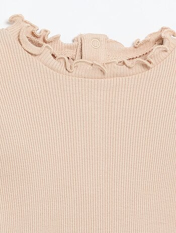 Tee-shirt rib col ondulé