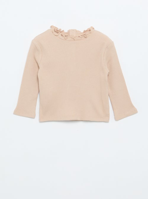 Tee-shirt rib col ondulé - Kiabi