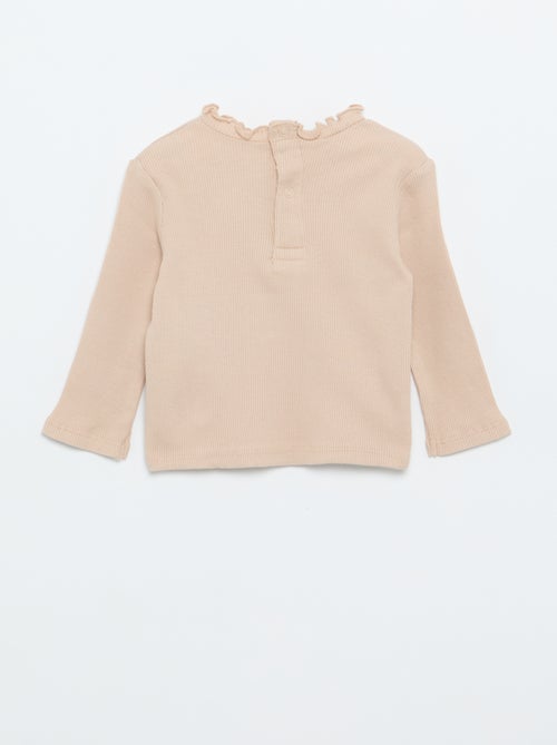 Tee-shirt rib col ondulé - Kiabi