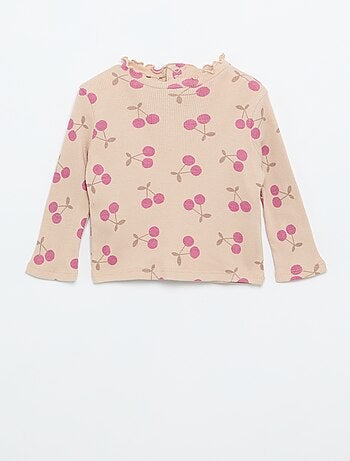 Tee-shirt rib col ondulé