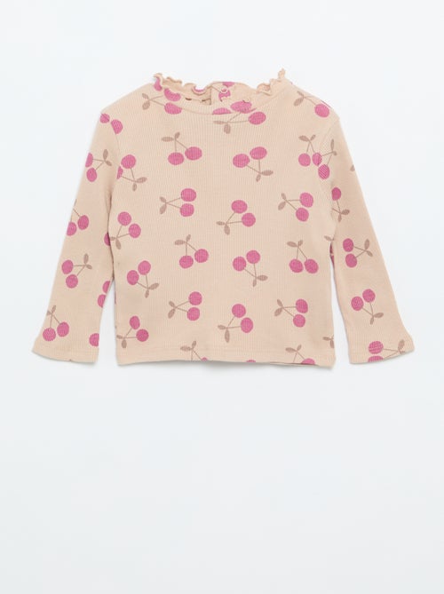 Tee-shirt rib col ondulé - Kiabi Tee-shirt rib col ondulé - Kiabi