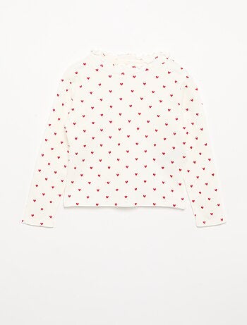 Tee-shirt rib col ondulé