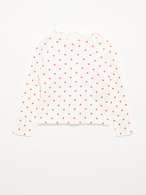 Tee-shirt rib col ondulé - Kiabi