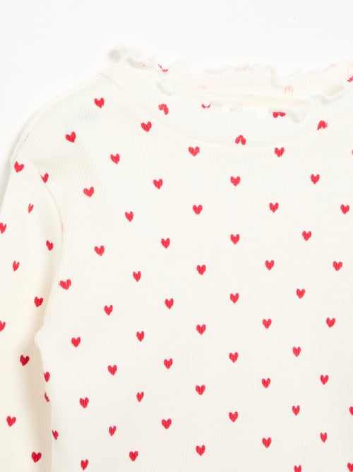 Tee-shirt rib col ondulé - Kiabi