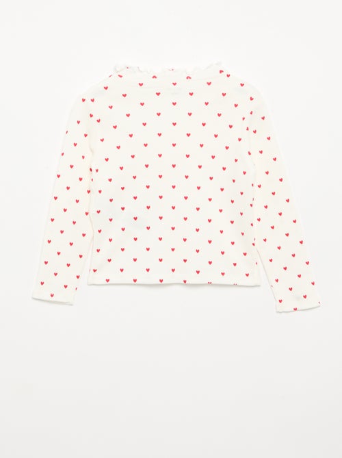 Tee-shirt rib col ondulé - Kiabi