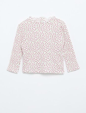 Tee-shirt rib col ondulé