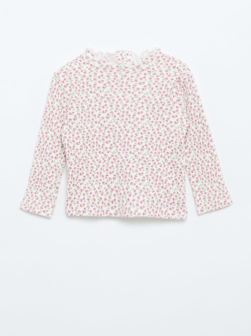 Tee-shirt rib col ondulé - Kiabi Tee-shirt rib col ondulé - Kiabi